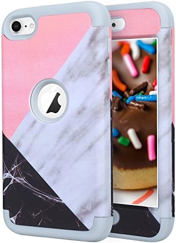 iPod Touch 5 Case,iPod Touch 6 Case,KZONO Heavy Duty High Impact Armor Case Cover Protective Pattern Case for Apple iPod touch 5 6th Generation -Mix Marble/Grey