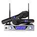 NASUM UHF Dual Channel Handheld Wireless Microphone System with Dual Wireless Dynamic Microphones,LCD Display Professional Home KTV Set for Party,Conference,Meeting,Karaoke,Youtube (black)