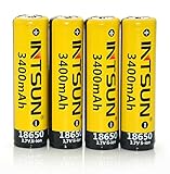 Intsun® 4pcs 3.7V 18650 3400mah Rechargeable Li-ion Battery with PCB for LED Flashlight, Headlamps, search light lamp, etc