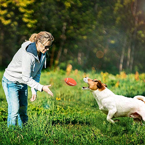 YOUMI Dog Chew Squeaky Toy Ball, Dog Interactive Toy for Aggressive Chewers, Durable Dog Toys Rugby Shape for Dogs, Rubber Chew Ball with Squeaker, Makes Dog Fun, for Fetch Game and Outdoor Play