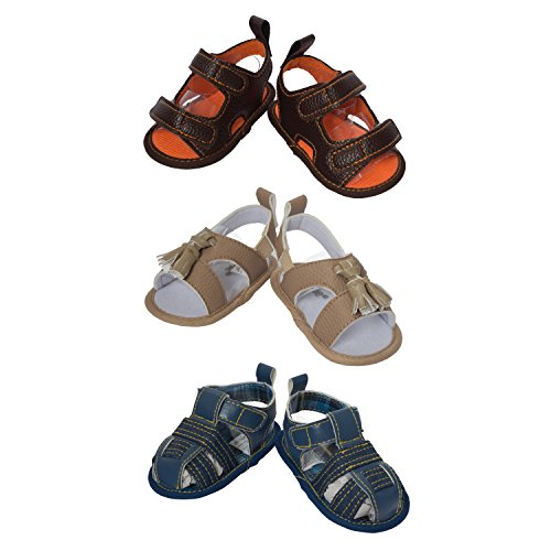 Little Me 3 Pack Baby Boy Shoes- Dress, Casual Shoes & Sandals- 0-6M & 6-9M