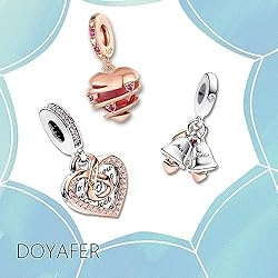 Doyafer You and Me Love Heart Bell Pendant Charm