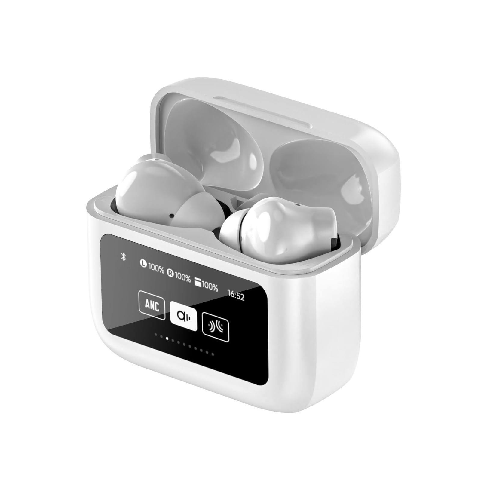 Active Noise Cancelling Touch Screen Earbuds Wireless Bluetooth ANC Earphones In Ear Smart Headphones TWS Wireless Earbuds ENC Ear Buds with Screen On Case Ear Phones Bluetooth for iPhone Android Work