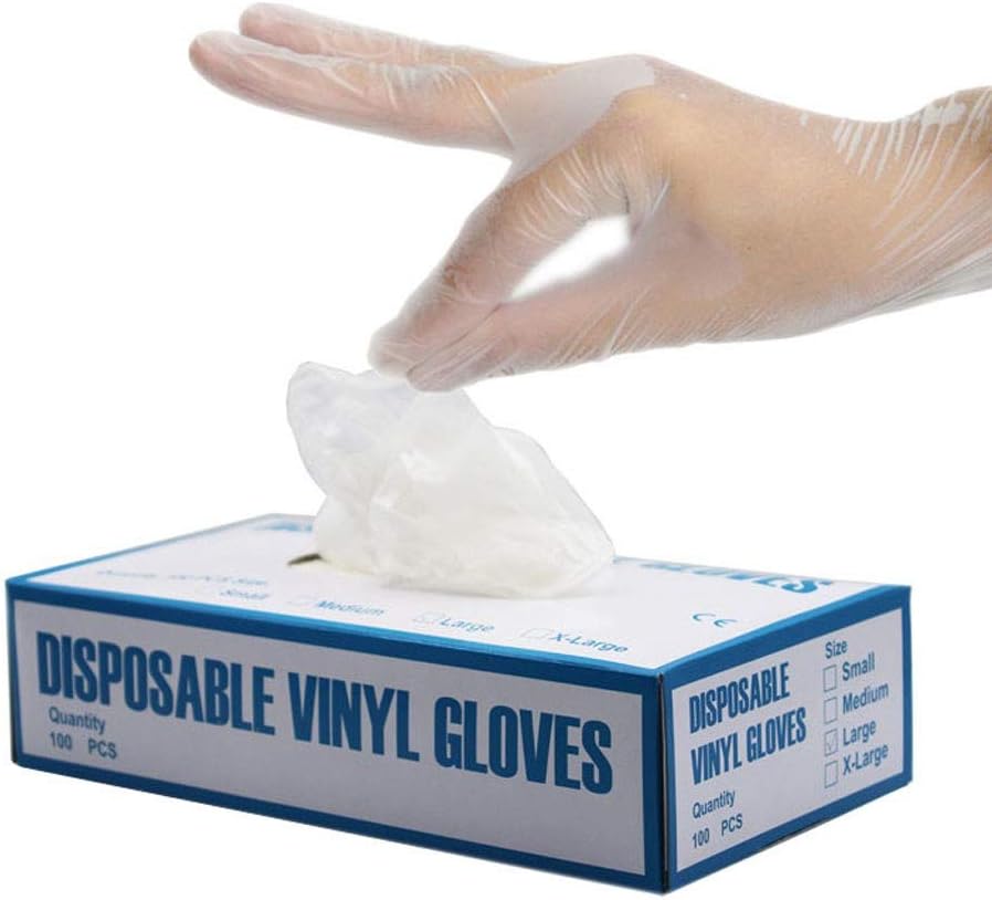 SHUDAGE 100 Pcs Disposable Gloves Powder Free Rubber Latex Free Exam Gloves Non Sterile Ambidextrous Comfortable Industrial Rubber Gloves XL M L (XL)