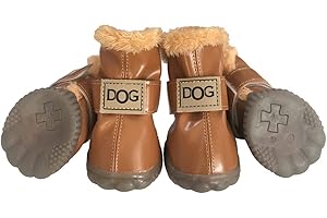 WINSOON Dog Australia Boots Pet Antiskid Shoes Winter Warm Skidproof Sneakers Paw Protectors 4Pcs Set (Size 3, Light Brown)