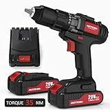 Drill Driver, Meterk 20V Cordless Electric Drill Driver with 2Pcs Li-Ion Batteries, 2 Speed Drill Driver with 21+1 Position Clutch, 1/2