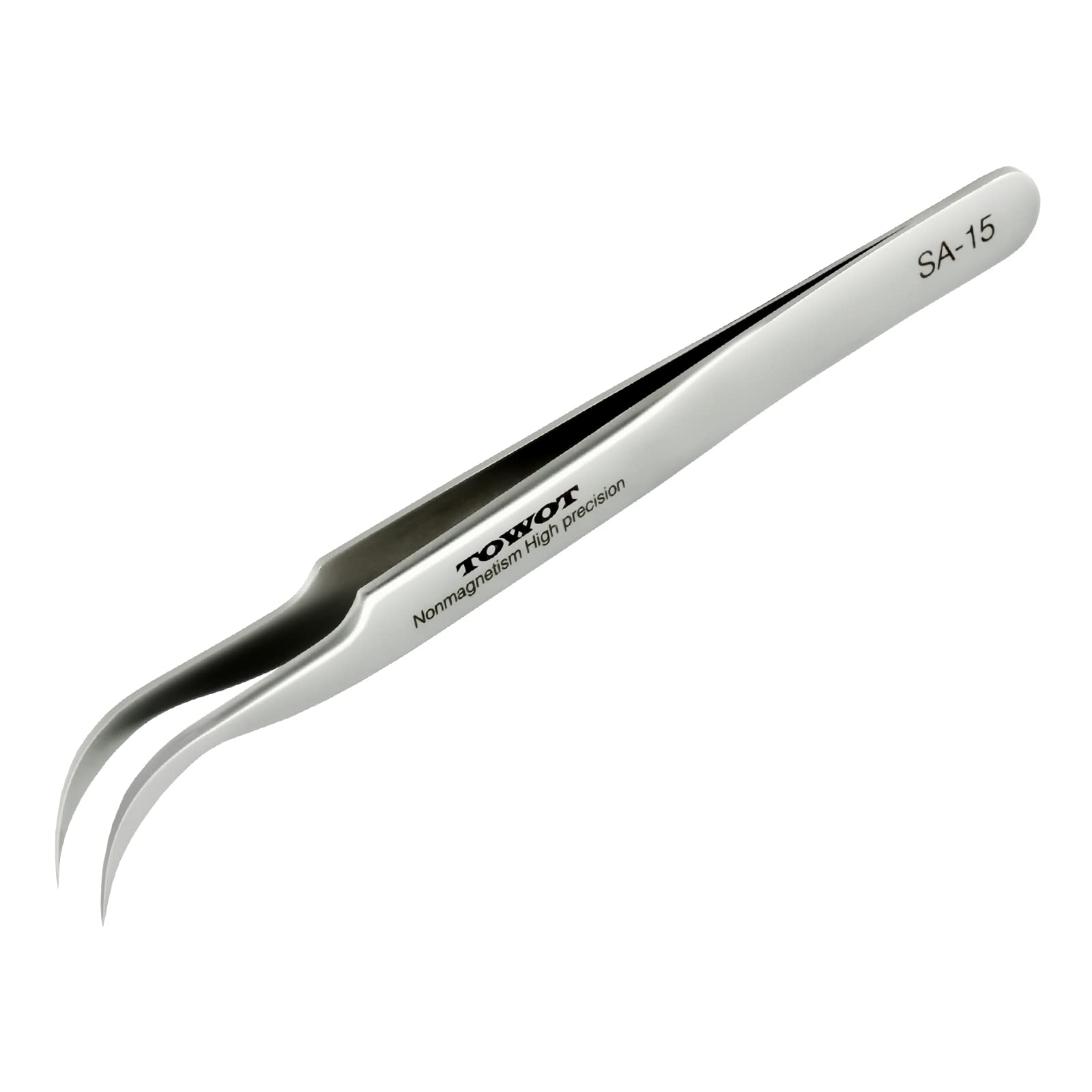 Photo 1 of TOWOT Precision Tweezers, Stainless Steel Eagle Beak Tweezers for Craft, Electronics, Soldering, Experimental Work, Jewelry-Making, Non-Magnetic Curved Tweezers
