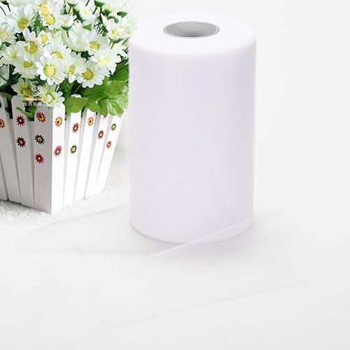 Adeeing Tulle Rolls 6 Inch x 200 Yards (600FT) White Tulle for Wedding Tulle Fabric Bolt Spool for Tutu Skirt Crafting Favors Pew Bow Party Decorations