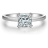 Simple Princess Cut Solitaire Engagement Ring Square 1.25 Ct Cubic Zirconia Bridal Ring 925 Sterling Silver