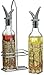 Gourmia GVD9990 Oil and Vinegar Dispenser Set - Elegant Square Design, Easy Flow Dual Drip-Free Spouts for Controlled Flow – Steel Wire Table and Counter Stand Holder