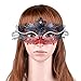 Masquerade Mask Shiny Metal Rhinestone Venetian Pretty Party Evening Prom Mask (Dark red + Black)