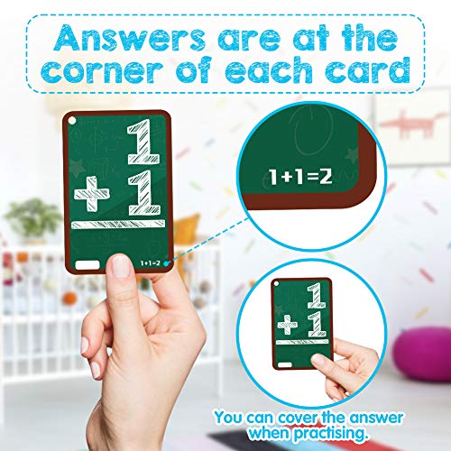 Koogel Math Flashcards, Kids Flash Cards Math Addition Subtraction Multiplication Division Punched Cards Number FlashCards for 1st 2nd 3rd 4th 5th 6th Grade