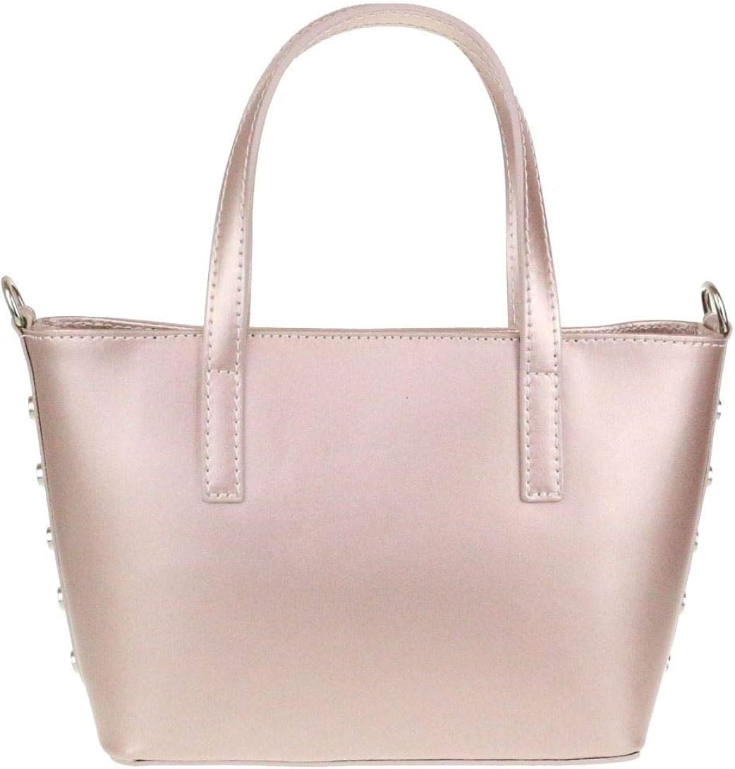 Girly Handbags Winged Real Leather Handbag - Metallic Champagne