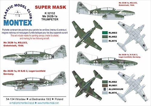 Montex Super Mask 1:32 Me-262 B for Trumpeter Kit Spraying Stencil #K32132