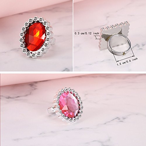 Shappy 72 Pcs Colorful Plastic Rings Adjustable Fake Princess Jewelry Rings for Bridal Shower Dress Party Accessories