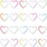 SUNNYCLUE 1 Box 20Pcs Heart Keychain Rings Spring Gate Ring Bulk Metal Alloy Colorful Gradient Love Hearts Shaped Connectors Jump Key Rings for Keys Chains Leather Jewelry Making DIY Craft Accessories
