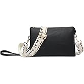 JEN & CO. Izzy Vegan Leather Crossbody Bags Clutch Purses Wristlet Wallet Shoulder Handbag with Guitar Strap for Women