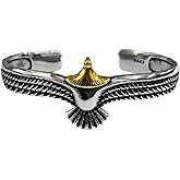 FLYYQMIAO Eagle Cuff Bracelet for Men and Women Creative 925 Silver Eagle Open Cuff Rock Punk Flying Eagle Bangle Feather Adjustable Bracelet Lucky Hope Bracelet Simple Retro For Girl Teens