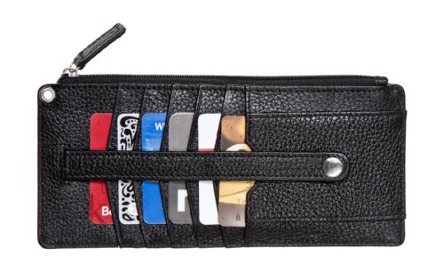 WalletBeWomen's Wallet Ultra Thin Leather RFID Credit Card Pebbled Black