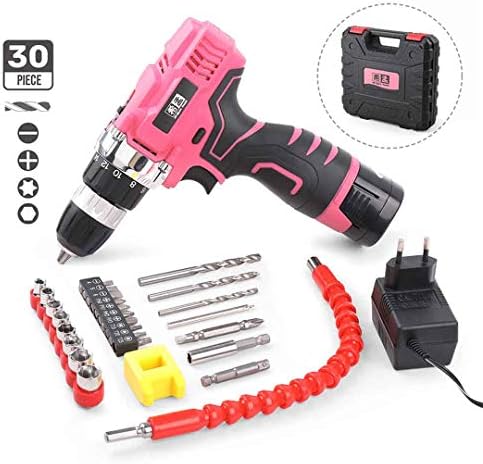 30 Piece Pink 16.8V Electric Screwdriver Household Hand Tool Set Kit Li-Ion Battery Power Tool Set Girl Women Lady Tool