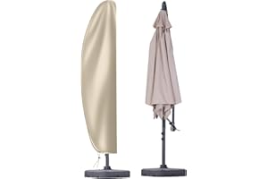 OKPOW Patio Cantilever Umbrella Covers for Outdoor: Waterproof Offset Umbrella Cover Banana Style with Zipper fits 9FT to 14FT, Khaki