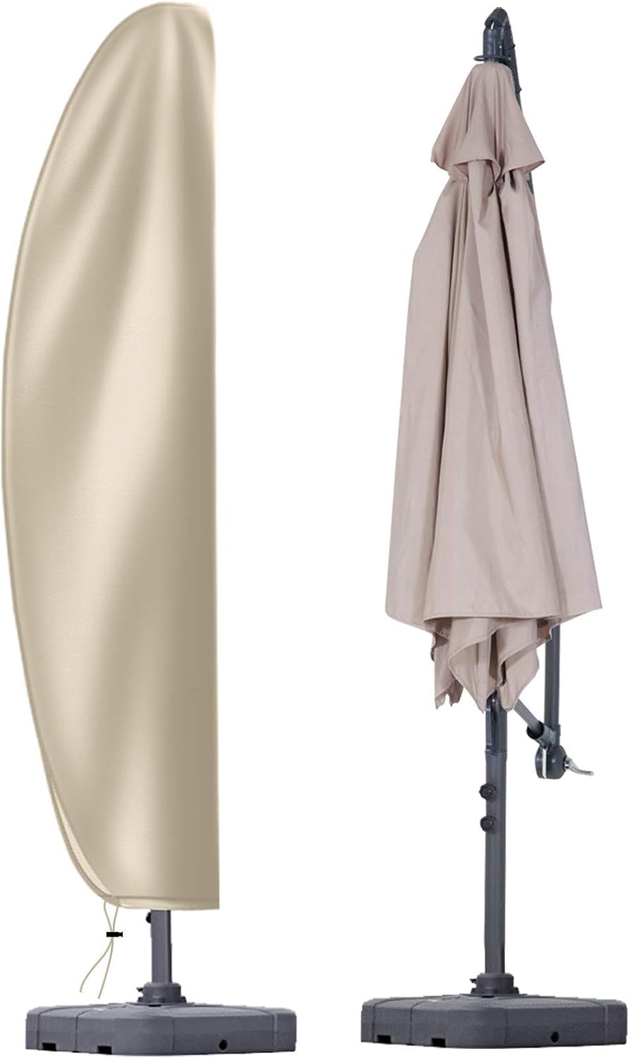 OKPOW Parasol Cover Cantilever for 2.5m 2.7m 3m 4m Garden Outdoor Umbrella Upgraded 600D Oxford Fabric Banana Parasol Covers Waterproof Patio Umbrella Covers with Zip (280 * 81 * 45cm)(Khaki)
