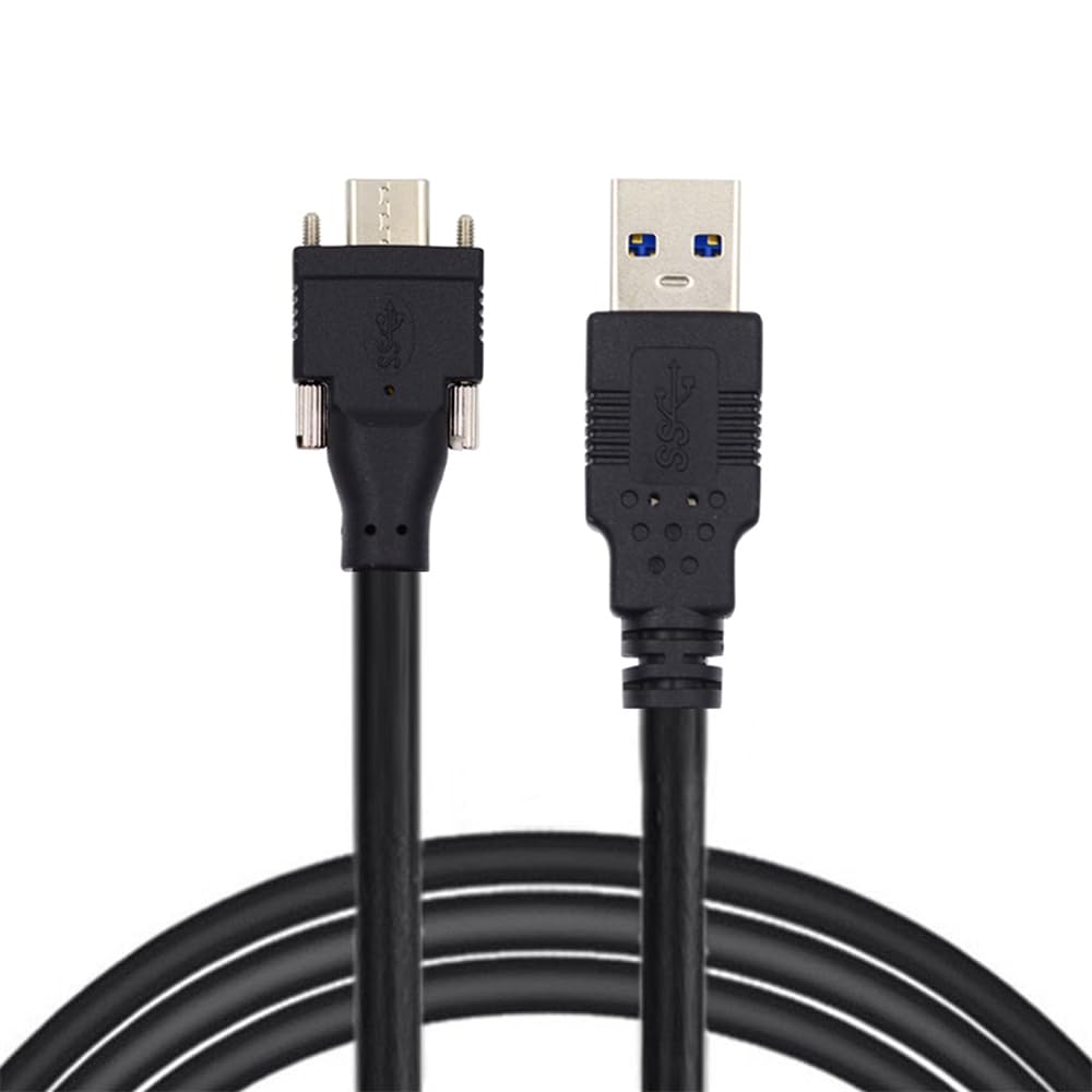 NFHK 5 Meters USB 3.1 Type-C Dual Locking Connector to Standard USB3.0 Data Cable for Camera With Panel Mount Screw