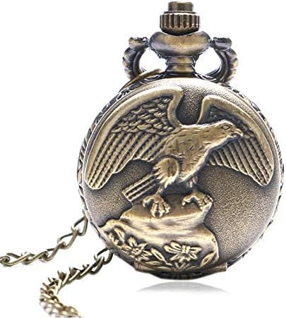 HJKLO Pocket watch Antiuqe Design Flying Eagle Bronze Quartz Pocket Watch For Men Women Gift Pendant Necklace Free Drop