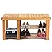 HOMFA Bamboo Shoe Rack Bench 3-Tier, Entryway Storage Organizer with Seat, Shoe Shelf for Boots, Multi Function Furniture for Hallway, Bathroom, Living Room, Corridor Natural Color
