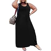 TOPSRANI Womens Plus Size Maxi Dresses for Women Oversize Casual Short Sleeve V Neck Loose Plain Solid Trendy Summer Dress