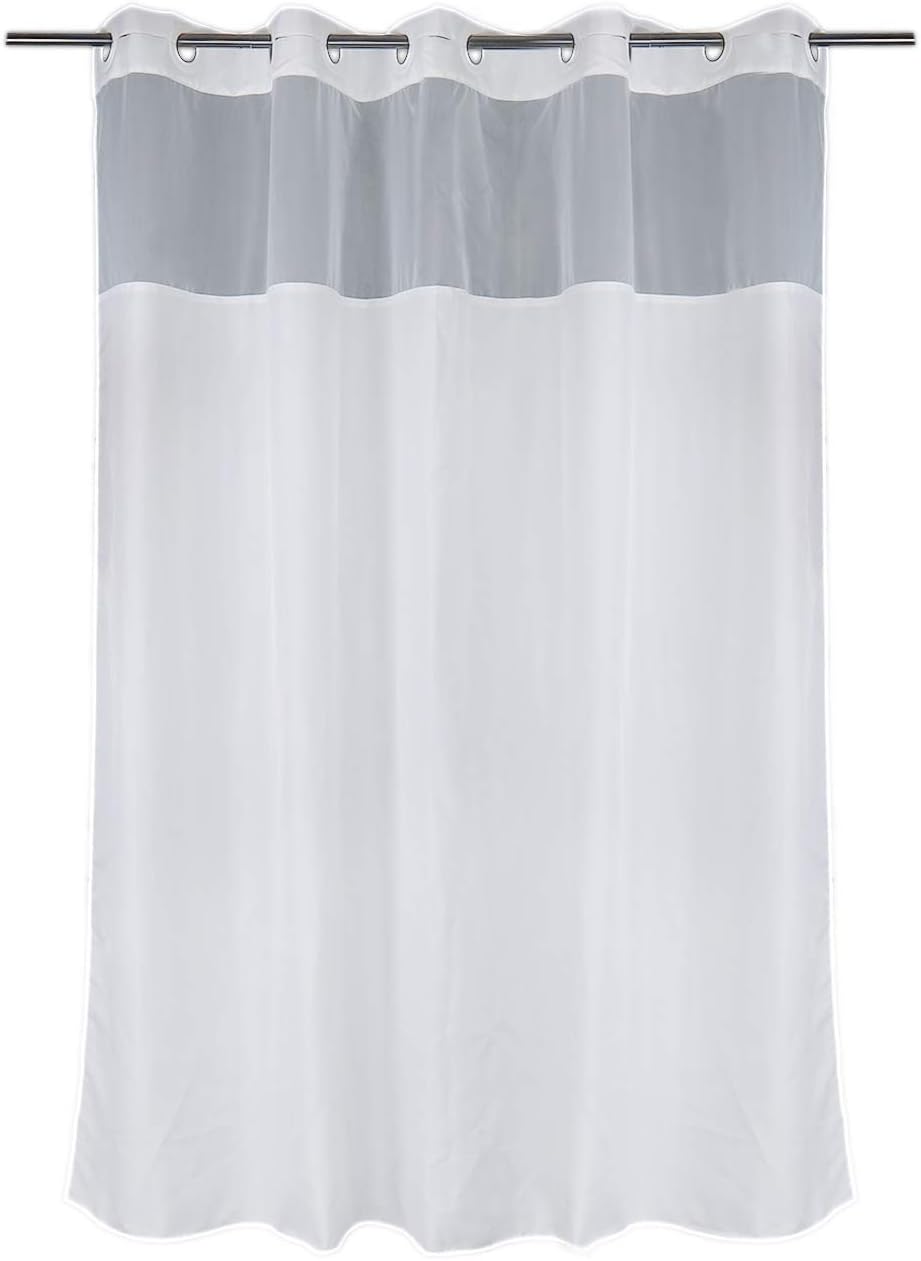 Amazon Com Kamspark Hookless Shower Curtain With See Through Top