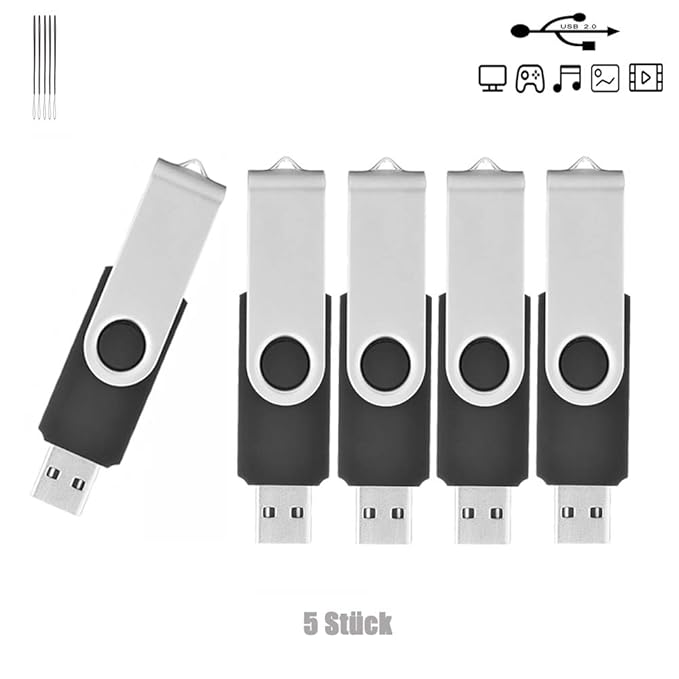 USB Sticks 4GB 5 Stück HOFOUND Flash Drive USB 2.0 Datenspeicher Memory Sticks Speicherstick, Schwarz (4GB*5PCS)