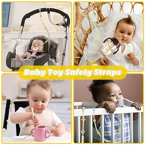 Toy Safety Straps for Baby, 4Pack Silicone Pacifier Clips, Silicone