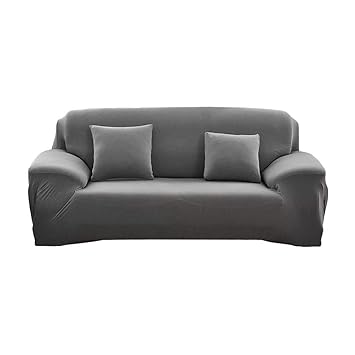 Sofabezug, Sofa-Schonbezug, Stretch, Polyester, elastisch, für Sessel Couch Sofa-Überzüge, Sofabezug 2-seater grau