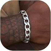 ChainsPro Men Sturdy Figaro/Cuban Chain Bracelet, 6/9/13mm Width, 7.48/8.26inch Length, 316L Stainless Steel/18K Gold Tone/Black- Send Gift Box