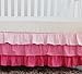 Pink Floral Ruffle Baby Minky Blanket Water Color, Pink Floral Nursery Crib Skirt Set Baby Girl Crib Bedding (4 Pieces Set)