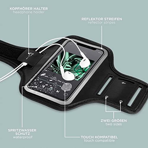 ONEFLOW Brazalete deportivo para teléfono móvil compatible con ZTE Blade A5 2019, brazalete de fitness, pulsera deportiva para correr al aire libre, funda para teléfono móvil, color negro