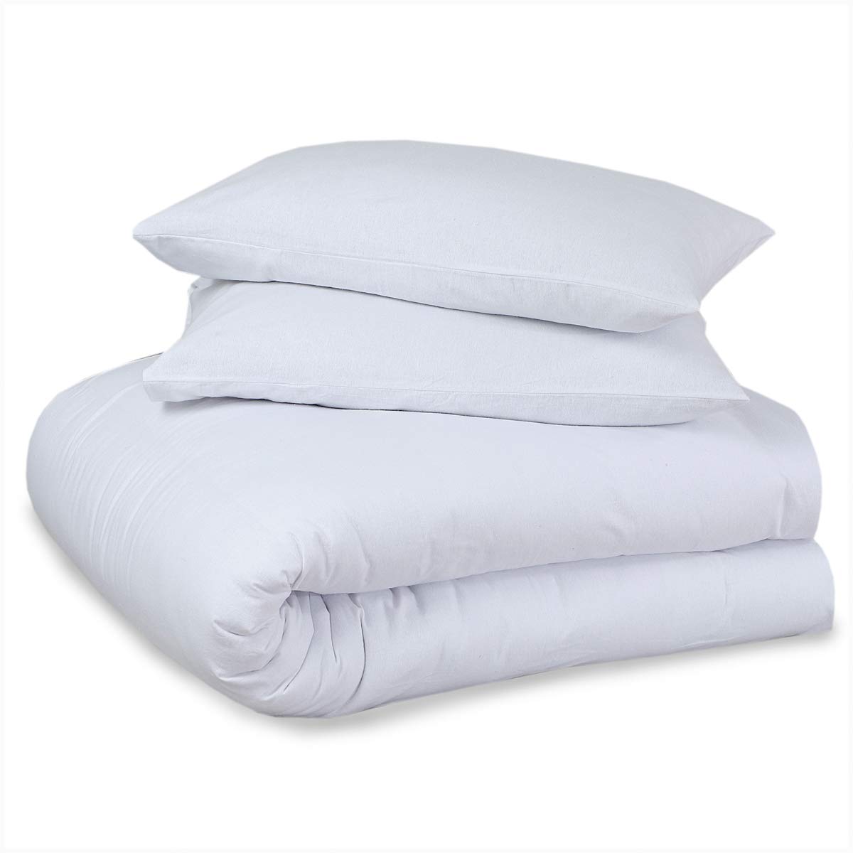 Luxury Premium Quality Plain Dyed Flannel Sheet Set, Fitted Bedsheet and Flat Bedcloth with Matching Pillowcases, 100% Brushed Cotton Easy Care Flannelette Bed Linen, White, Kingsize Bedding