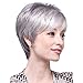 Sexy ladies short gray white mixed Natural Hair wigs + Free Wig cap New