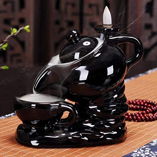 Backflow Incense Holder,Ceramic Incense Cones Burner Incense Stick Holder Backflow Incense Burner Cone Incense Holder Home Decoration Gift (A 135x108x114mm)