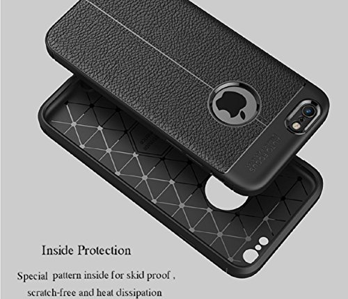 CROMBIE Auto Focus Shock Proof Leathers Pattern Armor Soft Back Cover Compatible with iPhone 6/6S (Black)