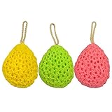 3Pcs Shower Sponges Soft Sponge Body Bath Shower Newborn baby bath towel Soft Body Bath Shower Spa Exfoliator Washing Cleansing Puff Scrubber (Green + Yellow + Pink)