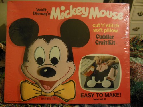 Walt Disney Productions 1973 SEALED Mickey Mouse Cut n Stitch Soft Pillow Cuddler Craft Kit---VERY VERY RARE!