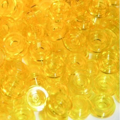 Lego Building Accessories 1 x 1 Transparent Yellow Round Brick Plate, Bulk - 100 Pieces per Package
