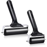 Wlivxch 2Pcs Hard Rubber Brayer Rollers (4 Inch and 2.2 Inch) for Printmaking, Ink Printing, Gluing Application, Stamping, Boat Flooring and Wallpaper Installation - Black Tool