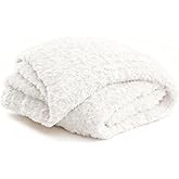 YnM Luxury Faux Rabbit Fur Throw Blanket, Ultra Soft & Breathable Hand-Knitted Reversible Blankets for Bed, Couch, Sofa, Living Room Decor, Fluffy Plush Cozy Gift for Women 50x60 Inches, White