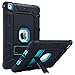ULAK iPad 5th 6th Generation Case, iPad 9.7 inch Cases,Three Layers Heavy Duty Sturdy Shockproof Protective Stand Case Kickstand Soft Silicone Cover for Kids Apple iPad 9.7 2017/2018, Black/Aqua Blue