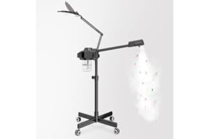 Professional Facial Steamer with 5X Magnifying Lamp - KINGSTEAM 2-in-1 Face Steamer for Salon Beauty, Hot Ozone Face Steamer with Foldable Arm (Black) - Ideal for Estheticians and Commercial Use
