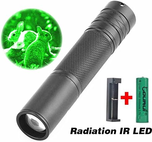 New hot CR-23 Torch 850nm Zoom Infrared Radiation IR LED Night Vision Flashlight Camping Light Hunting Lamp Flashlight + 18650 Battery + USB Charger