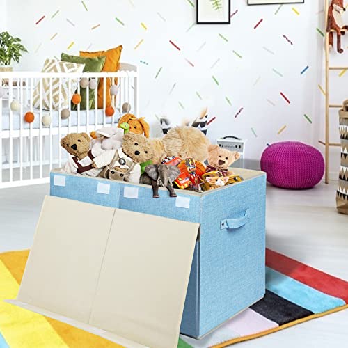 Popoly Large Toy Box Chest With Lid, Collapsible Sturdy Toy Bin Storage